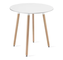Kami Apvalus 60 Cm Stalas - Baltas / Natūralios Kojos