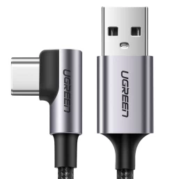 Kampinė šoninė Usb Kabelio Jungtis - Usb-c 1m 3a Pilka