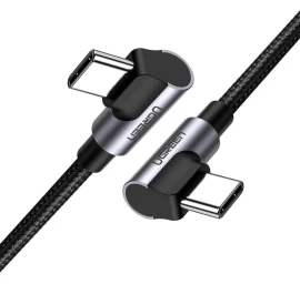 Kampinis Kabelis Su šonine Jungtimi Iš Usb-c į Usb-c Quick Charge 1 M - Pilkas