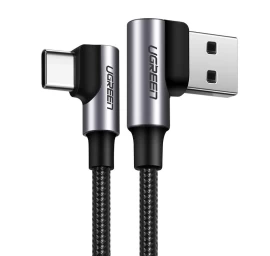 Kampinis Pintas Usb - Usb-c Quick Charge 3.0 0,5 M Pilkos Spalvos Kabelis