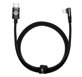 Kampinis power Delivery Kabelis Su šonine Usb-c Jungtimi iphone Lightning 1 M 20 W Juodas
