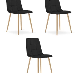 kara Kėdė - Juodas Aksomas / Medžio Spalvos Kojos X 3