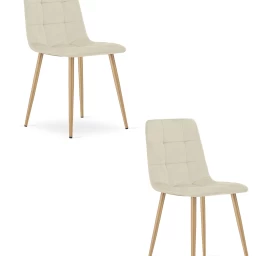 Kara Kėdė - šviesiai Smėlio Spalvos Aksomas / Medžio Spalvos Kojos X 2