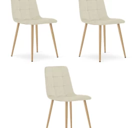 Kara Kėdė - šviesiai Smėlio Spalvos Aksomas / Medžio Spalvos Kojos X 3