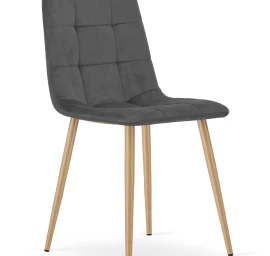 kara Kėdė - Tamsiai Pilkas Aksomas / Medžio Spalvos Kojos X 1