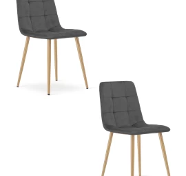 kara Kėdė - Tamsiai Pilkas Aksomas / Medžio Spalvos Kojos X 2