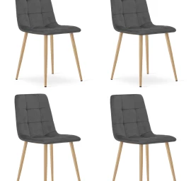 kara Kėdė - Tamsiai Pilkas Aksomas / Medžio Spalvos Kojos X 4