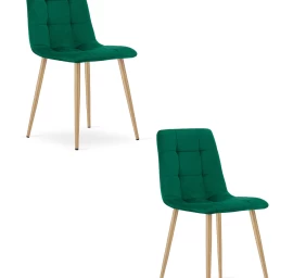 kara Kėdė - Tamsiai žalias Aksomas / Medžio Spalvos Kojos X 2