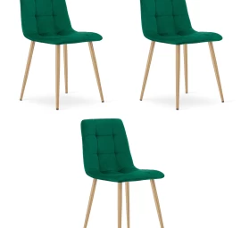 kara Kėdė - Tamsiai žalias Aksomas / Medžio Spalvos Kojos X 3