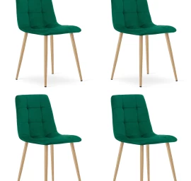 kara Kėdė - Tamsiai žalias Aksomas / Medžio Spalvos Kojos X 4