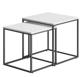 Kavos Staliukas Kvadratinis 2 Vnt. - Baltas / Kojos Juodos