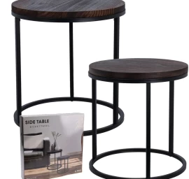 Kavos Staliukų Rinkinys 2in1 Medinis Stalviršis 38/43 Cm