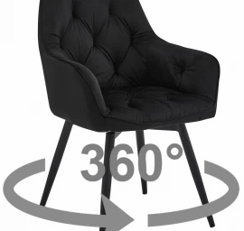 Kėdė Jork360 - Juodas Aksomas / Juodos Kojos X 1