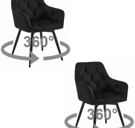 Kėdė Jork360 - Juodas Aksomas / Juodos Kojos X 2