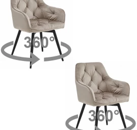 Kėdė Jork360 - Tamsiai Smėlio Spalvos Aksomas / Juodos Kojos X 2