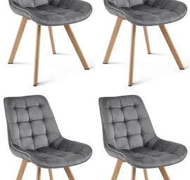 Kėdė „soria 360“ – Tamsiai Pilkos Spalvos Aksomas / ąžuolo Kojos (4 Vnt.)