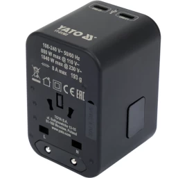 Kelionininis adapteris | universalus | daugiau nei 150 šalių / USB-C PD 65W (YT-81303)