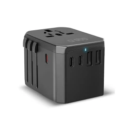 Kelioninis Adapteris Eu Uk Us Aus Usb-c Usb-a Gan 70w - Juodas