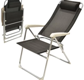 Kempingo Kėdė High Deluxe Su Atlošu Galvai Aliuminis Antracitas Redcliffs