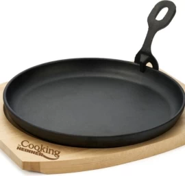 Keptuvė steikams su medine baze ketaus 22cm HR-YT-912 HEINNER