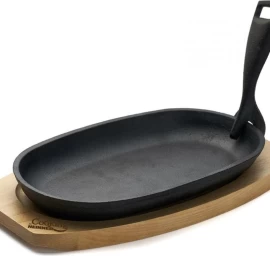 Keptuvė steikams su medine baze ketaus 24x14cm HR-YT-995 HEINNER