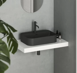 Keraminis praustuvas Ravak Ceramic Slim Shelf R 55, matinės juodos, XJX0D155004