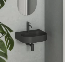 Keraminis praustuvas Ravak Ceramic Slim Wall O 55 N, matinės juodos, XJX0D155003