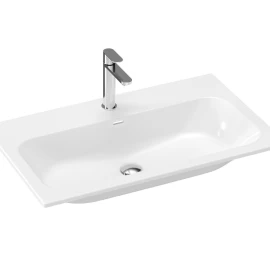 Keraminis praustuvas Ravak Chrome Slim 80, su skyle maišytuvui ir perpildymui, baltas, XJX01180002