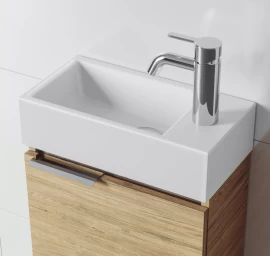 Keraminis praustuvas Riho Tiny 41 cm skylė maišytuvui dešinėje