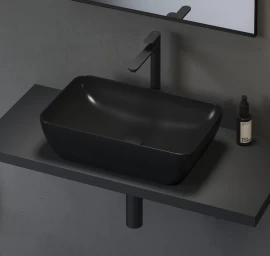 Keraminis praustuvas Uni 50 R Slim, juodas blizgus