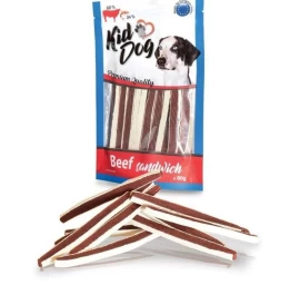 KIDDOG Sandwich jautienos ir menkės juostelės 80g (150), A04733