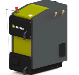 Kieto kuro katilas Antara K-30 K, 30 kW, durelių vyriai kairėje