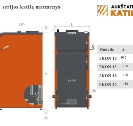 Kieto kuro katilas EKON, apatinio degimo, 16kW