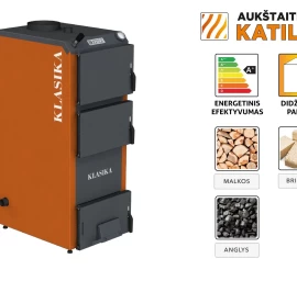 Kieto kuro katilas KLASIKA, viršutinio degimo, 10 kW