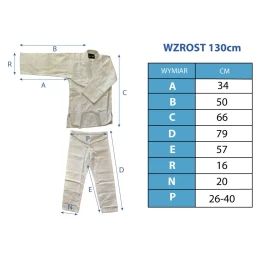 Kimono Enero Judo Aikido 130cm Baltas