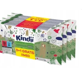 Kindii Natural Balance Kūdikių Drėgnos Servetėlės, 4 X 60 Vnt.