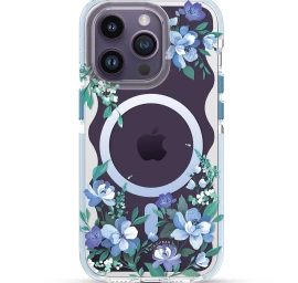 kingxbar Flora Series Magnetinis Dėklas iphone 14 Plus Magsafe, Dekoruotas Orchidėjų Gėlių Raštu