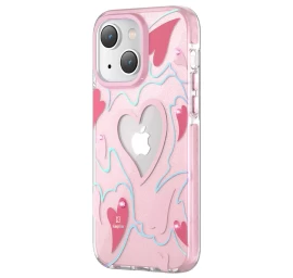 Kingxbar Heart Star Serijos Iphone 14 Plus Dėklas Su Rožinėmis širdies žvaigždutėmis