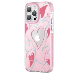 Kingxbar Heart Star Serijos Iphone 14 Pro Max Dėklas Su Rožinėmis širdies žvaigždutėmis
