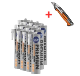 Klijai-hermetikas KIILTO Pro Premium, 290ml 12vnt + FISKARS peilis