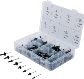 Kniedžių asortimentas | juodos | Aliuminis | Ø 3.2 - 4.8 mm | 200 vnt. (85224)