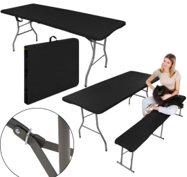 Kokybės Stalas Sklendžiamas Dėžutėje 240x74x74cm 150kg Black