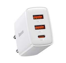Kompaktiškas Greitasis įkroviklis 2x Usb-c 30w 3a Pd Qc Baltas
