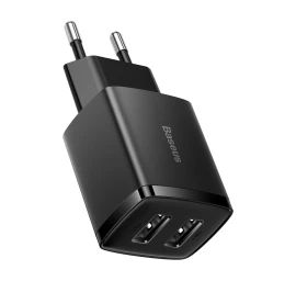 Kompaktiškas Tinklo įkroviklis 2x Usb 10,5w, Juodas