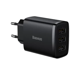 Kompaktiškas Tinklo įkroviklis 3x Usb 17w, Juodas