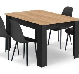 Komplektas Np 120x80 artisan Stalo Kojos Juodos Spalvos + 4 Kėdės Wat Juodos Spalvos / Kojos Juodos Spalvos