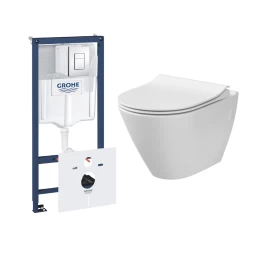 Komplektas: rėmas Grohe Rapid SL 5in1 ir unitazas Cersanit CITY OVAL su soft close dangčiu Komplektas: rėmas Grohe Rapid SL 5in1 ir unitazas Cersanit CITY OVAL su soft close dangčiu