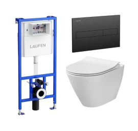 Komplektas: rėmas Laufen LIS CW1 su juoda matine plokštele ir unitazas Cersanit CITY OVAL su soft close dangčiu Komplektas: rėmas Laufen LIS CW1 su juoda matine plokštele ir unitazas Cersanit CITY OVAL su soft close dangčiu