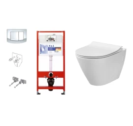 Komplektas: rėmas TECEbase 4-in-1 ir unitazas Cersanit CITY OVAL su soft close dangčiu Komplektas: rėmas TECEbase 4-in-1 ir unitazas Cersanit CITY OVAL su soft close dangčiu