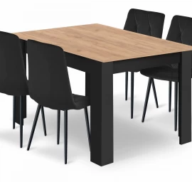 Komplektas Stalas Np 120x80 Craft Juodas + 4 Kėdės Libra Juodas